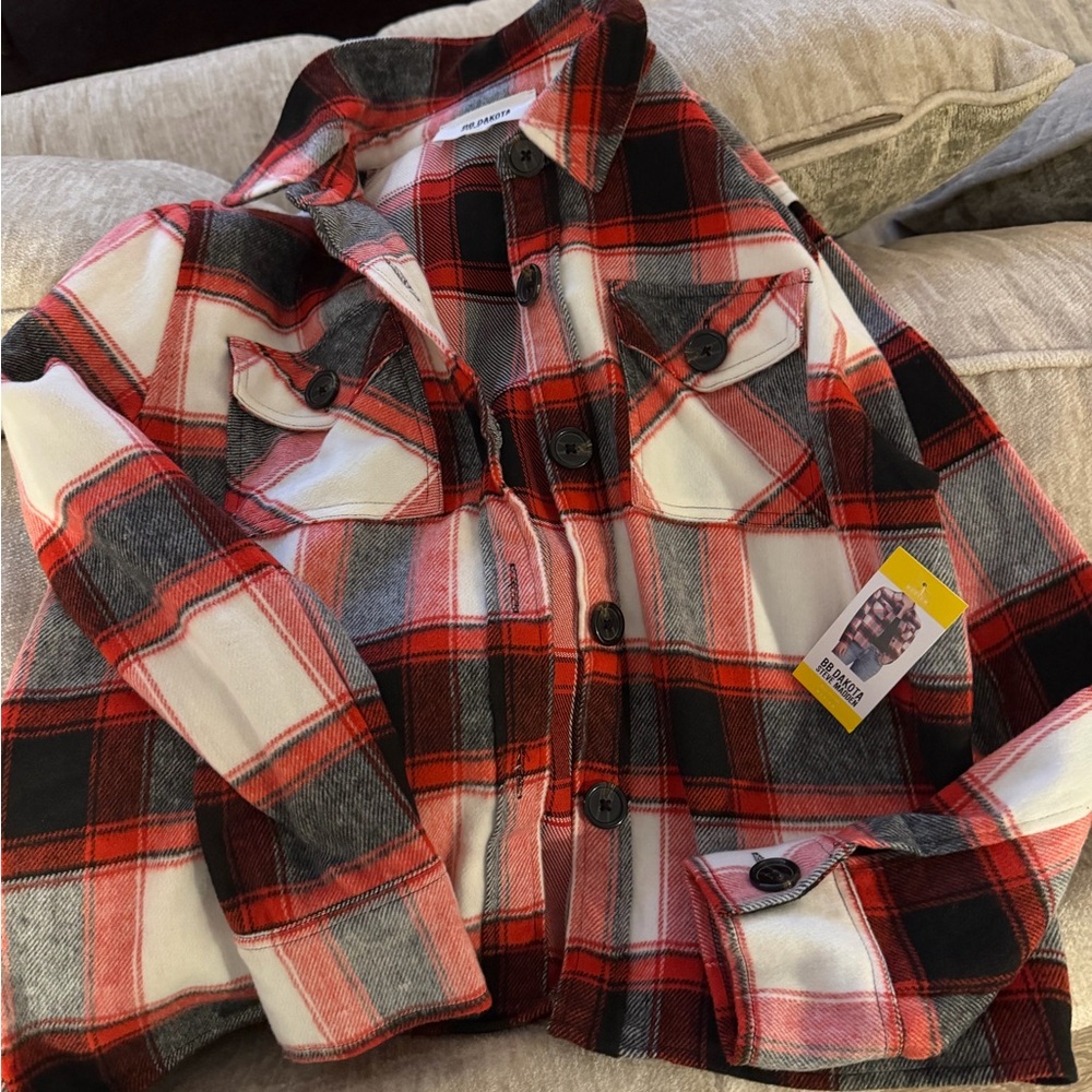 BB Dakota Red and Black Plaid Shacket